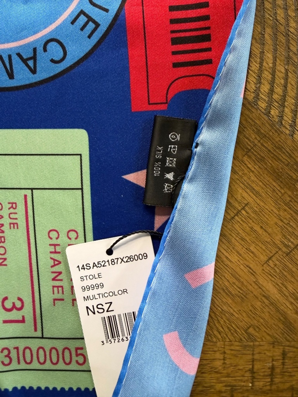 Chanel Ticket Print Silk Scarf - Picture 4 of 6
